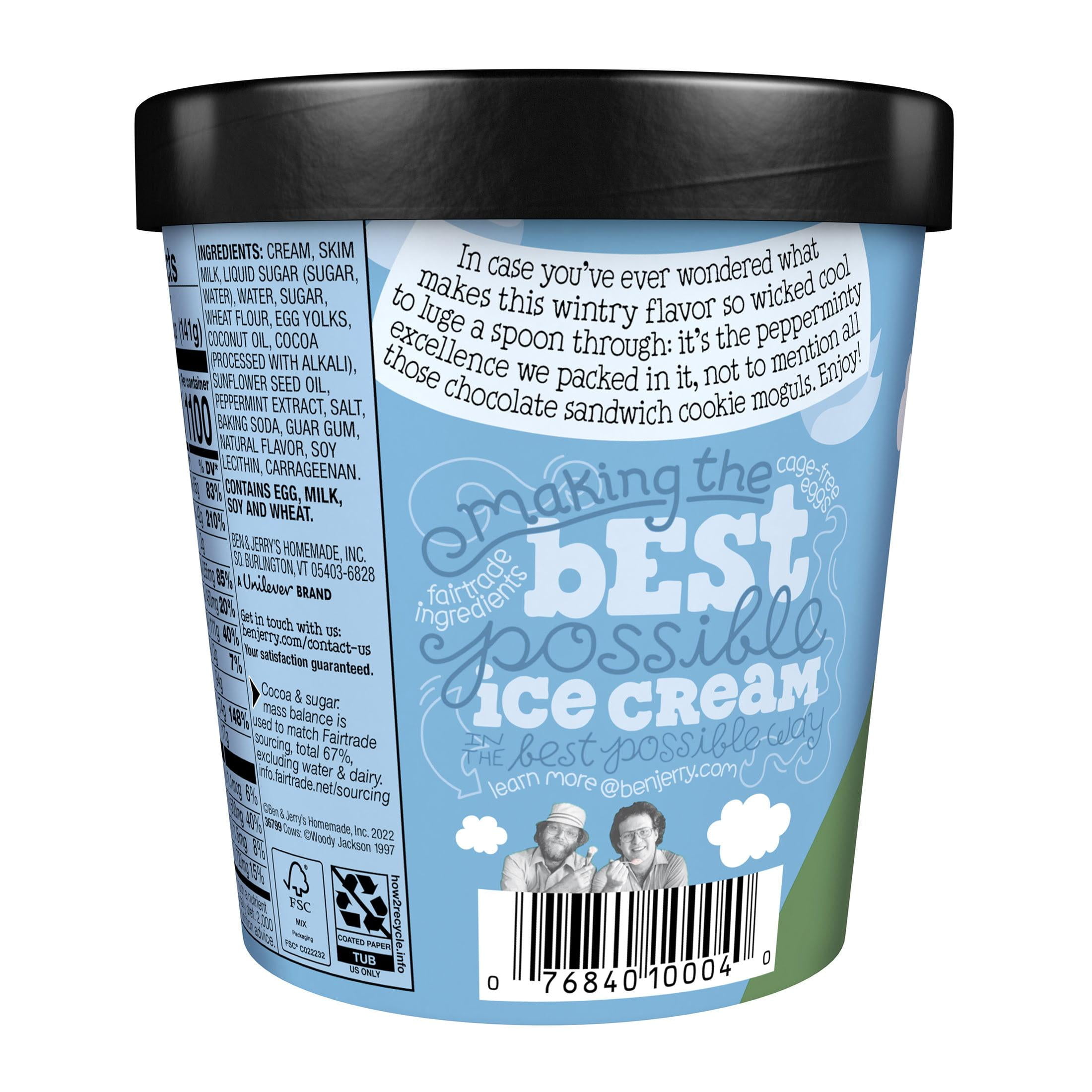 Ben & Jerry's Mint Chocolate Peppermint Ice Cream Kosher Milk Cage-Free Eggs, 1 Pint
