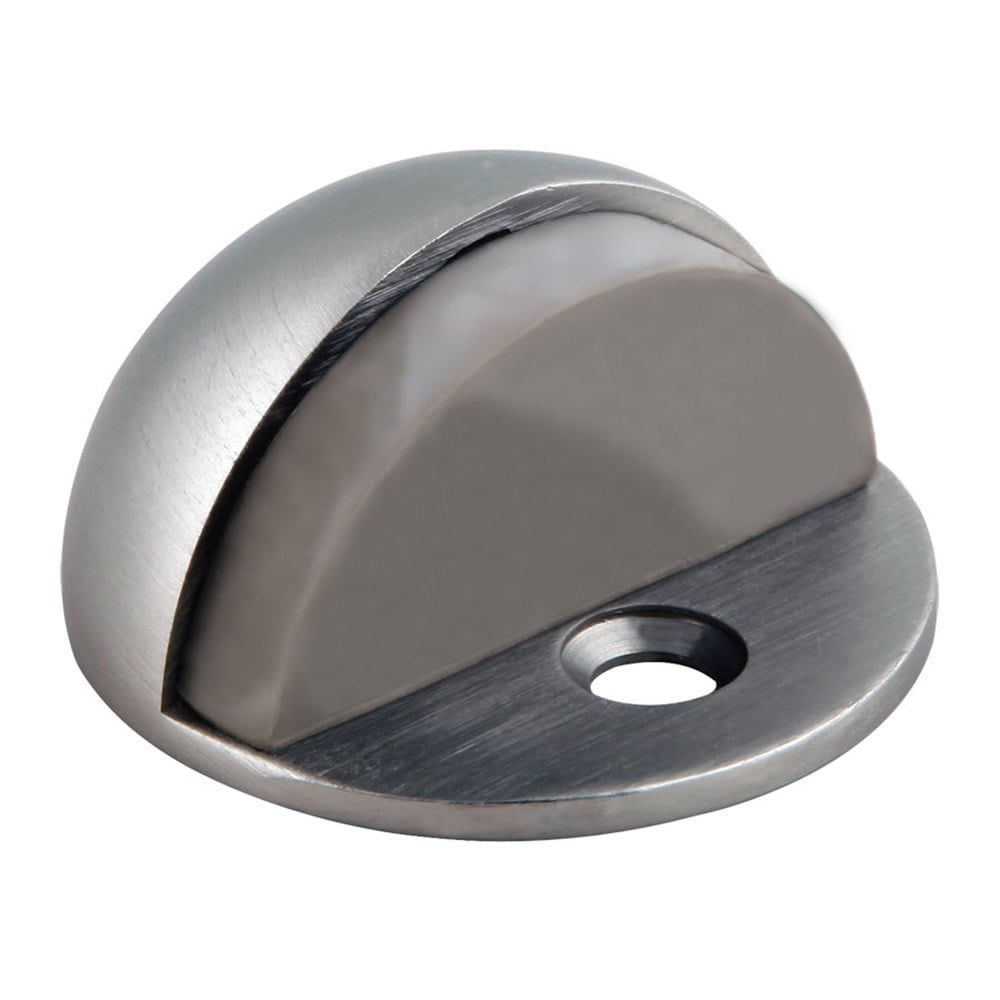 5-Pack Dome Floor Mounted Door Stops with Rubber Stopper, Satin Nickel, Heavy Duty Zinc Construction – Design House, 181883