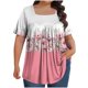 thumbnail image 2 of Tops Cortos para las Mujeres Impreso Cuello de Gran Tamaño Plisado Manga Corta Suelta Superior en Tamaños Más L-5xl, 2 of 4