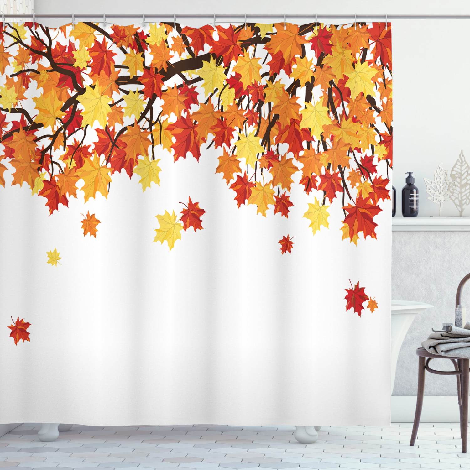 Details about   Autumn Tree Shower Curtain Fall Maple Leaves Design for Bathroom Fabric Curtain 