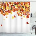 thumbnail image 1 of Autumn Shower Curtain, Fall Season Foliage on Tree Branches Canadian Colorful Maple Leaves Romantic Nature, Fabric Bathroom Set with Hooks, 69W X 84L Inches Extra Long, Multicolor, by Ambesonne, 1 of 3