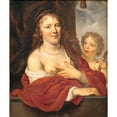 thumbnail image 2 of Govert Flinck 12x14 Black Ornate Wood Framed Double Matted Museum Art Print Titled: A Lady and Her Child as Venus and Cupid (1648 - 1649), 2 of 5