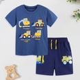thumbnail image 2 of Ymyiu Toddler Summer Outfits 2 Pcs Toddler Short Sleeve Outfit Set Soft Breathable Shirt and Shorts for Daily Wear Clothes 5T 6T (Blue,5-6 Years), 2 of 9