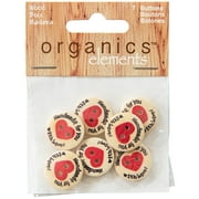 Organic Elements Tan 3/4" Made With Love Wood Buttons, 7 Pieces