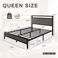 thumbnail image 6 of Bolvdo Queen Bed Frame with LED Headboard & Footboard, Built-in Charging Station, Storage Shelf, Noise-Free, No Box Spring Required, Easy Assembly, Rustic Grey, 6 of 7