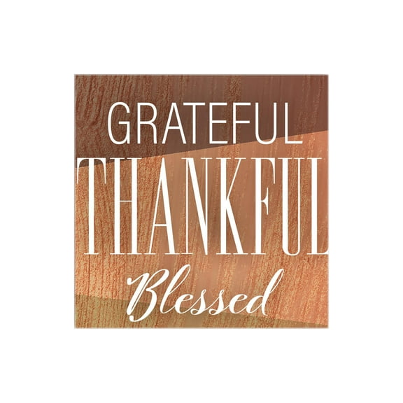 Grateful Thankful Blessed Red Woodgrain 12 x 12 Wood Wall Sign Plaque