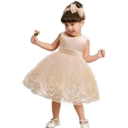 

Bescita Baby Girl Pageant Lace Dress Toddler Party Bowknot Tutu Gown Dress With Headwear