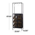 thumbnail image 3 of DecMode 24" x 67" Black Wood 15 Bottle Standing Wine Rack with Wine Glass Holders and Wood Accents, 1-Piece, 3 of 9