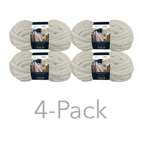Mainstays Sparkle Chenille Super Bulky 100% Polyester Silver Yarn, 31.7 yd, Pack of 4