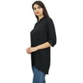 thumbnail image 6 of Phagun Women's Black Cotton Modal 3/4 Sleeve Button Down Blouse Shirt Top - 4, 6 of 8