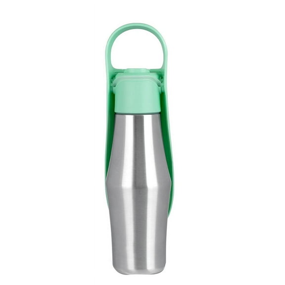 Portable Dog Water Bottle - Stainless Steel Dog Travel Water Bottle with Drinking Feeder, Leak Proof Green 27Oz
