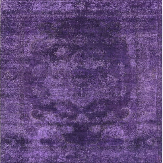 Ahgly Company Indoor Square Mid-Century Modern Purple Oriental Area Rugs, 7' Square