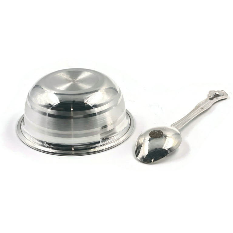 999 Pure Silver Bowl & Spoon Set for Newborns and Kids, 2.5 Inches