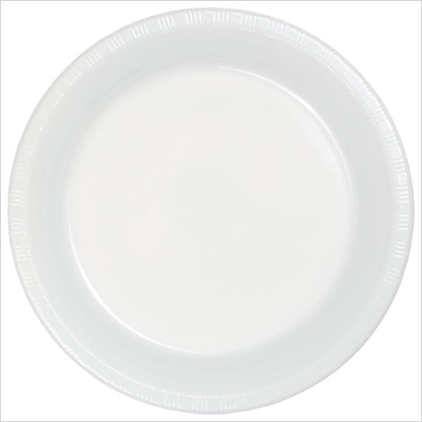 9 inch Plastic Dinner Plate Bulk White,Pack of 50 EA