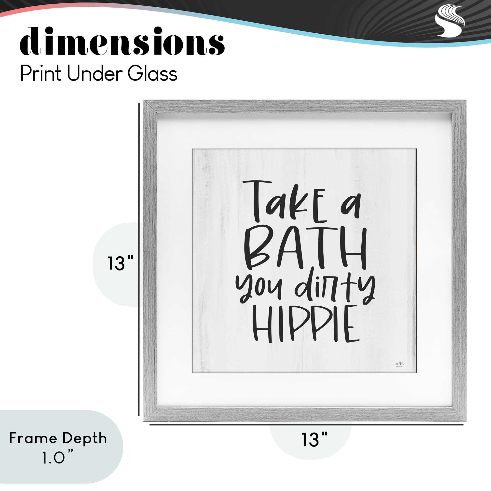 Stupell Industries Take A Bath Dirty Hippie Gray Framed Print Under Glass, design by Lux + Me Designs