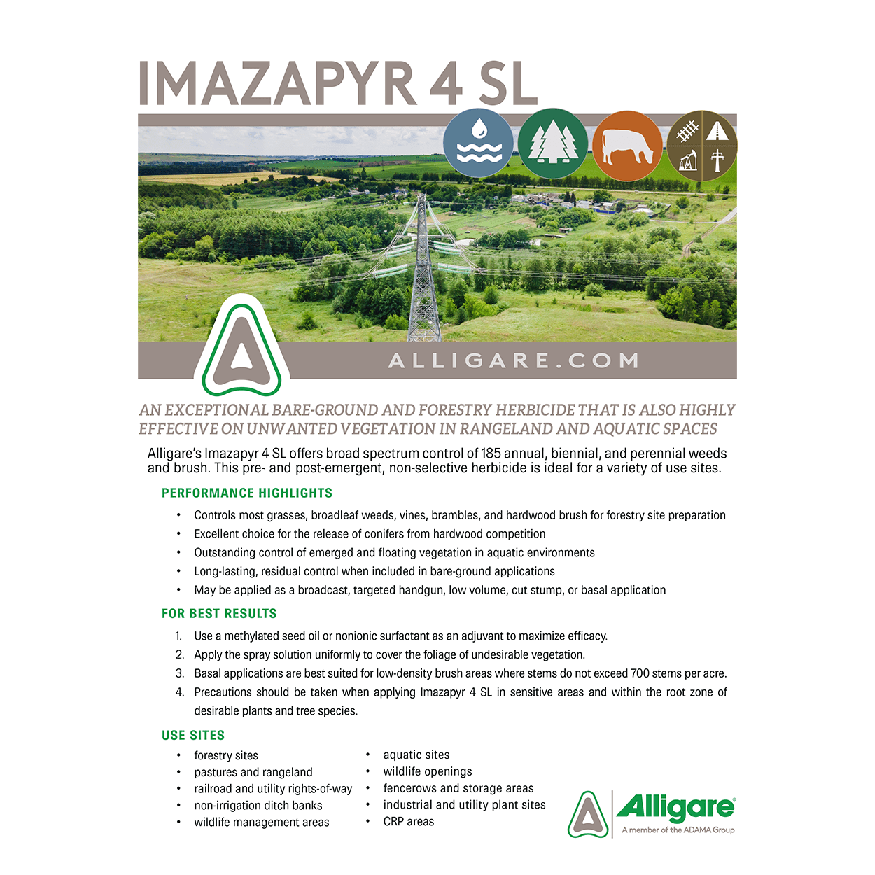 Imazapyr 4 SL Herbicide - Broad-Spectrum Weed Control - 32 fl oz Bottle by Alligare