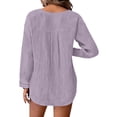 thumbnail image 5 of ClodeEU Women's Long Sleeve Henley Button Shirt ,Casual Loose Fit Classic Blouse Purple,Womens Plus M, 5 of 5