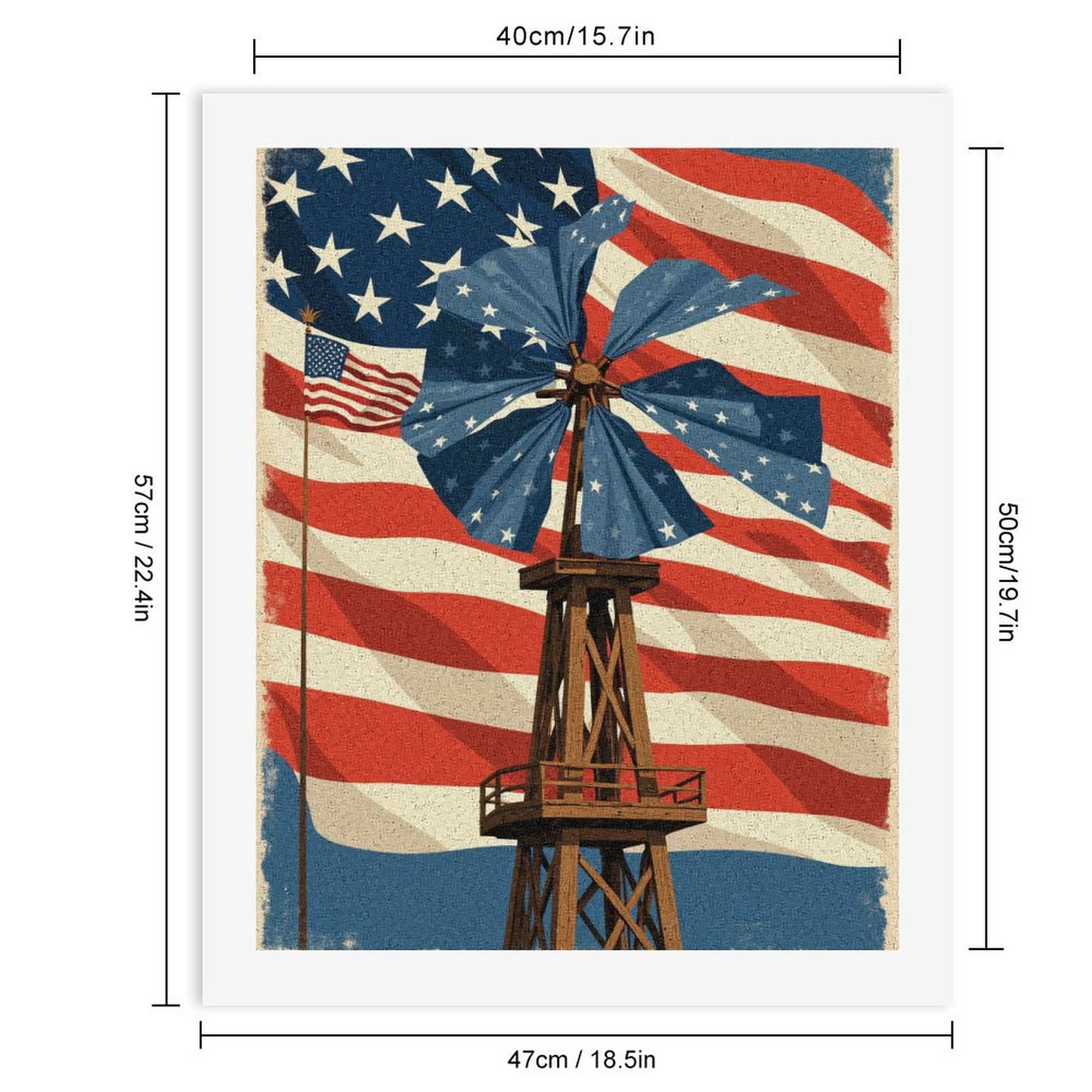 Paint By Numbers Kit for Adults Beginner - DIY Flag Windmill Art Retro Design Canvas Painting Kits for Adults, Frameless Paint By Number for Adults for Home Wall Decor 16x20 Inch