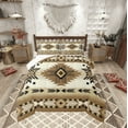 thumbnail image 1 of Erosebridal Boho Bohemian Bedding King Comforter Set,Brown Wheat Bedding Sets King with Comforter,Ultra Soft Reversible Comforter Sets King Size,Aztec Decor,3pcs, 1 of 8