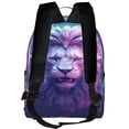 thumbnail image 3 of Lsque Cool Lion Head Pattern Backpack – School Travel Canvas Daypack with Ergonomic Padded Straps, Multiple Compartments & Leather Handle, 3 of 5
