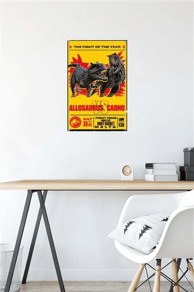 Jurassic World: Dominion - Allosaurus Vs Carno Wall Poster with Push Pins, 14.725" x 22.375"