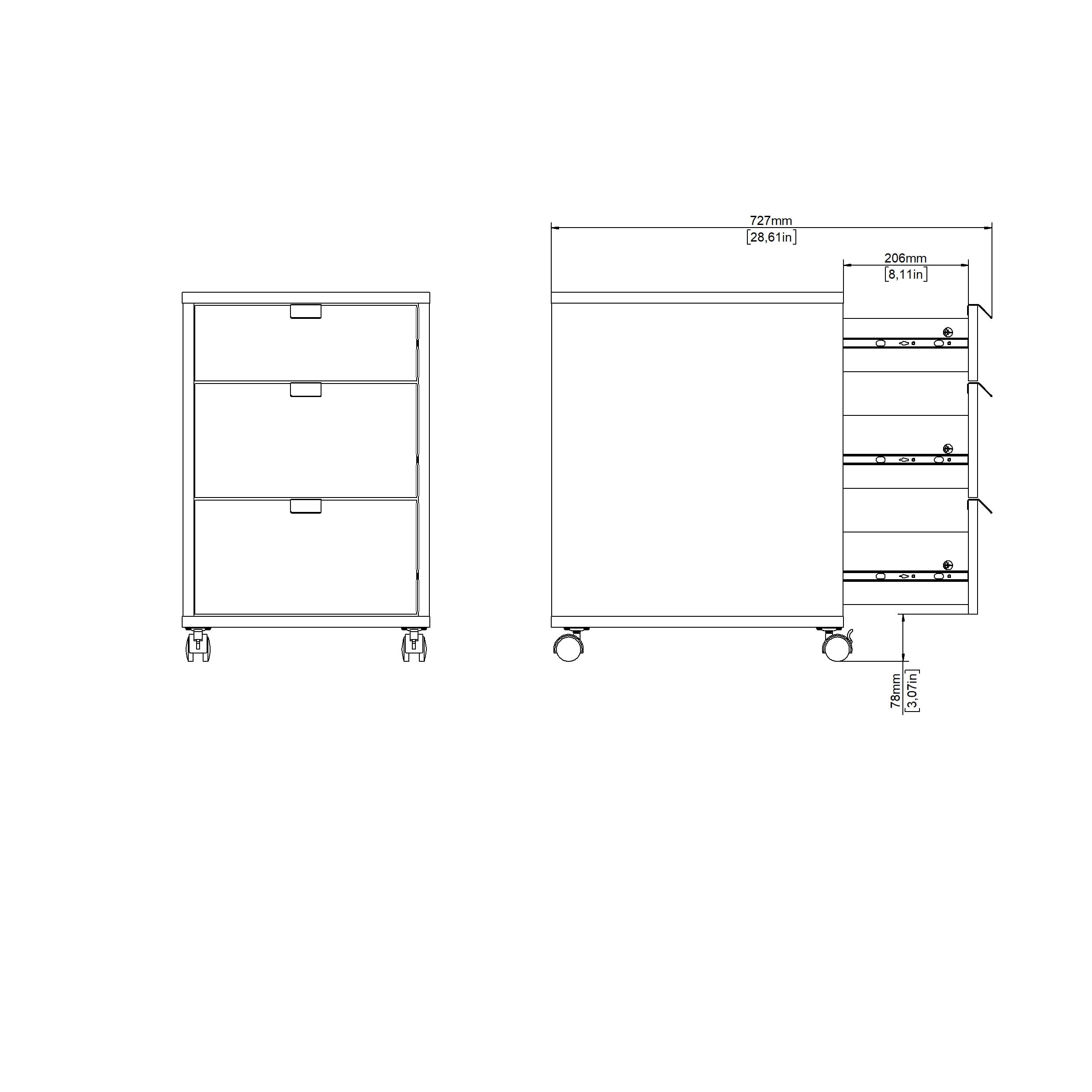 Tvilum Sign 3-Piece Home Office Set with Desk, Storage Bookcase and Mobile Storage, Matte Grey and Jackson Hickory