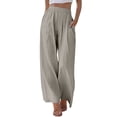 thumbnail image 3 of Women's Spring Satin Straight Leg Pants Loose Casual Comfort Fit, 3 of 7