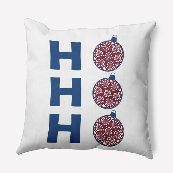 16" x 16" Simply Daisy Ho Ho Ho Polyester Indoor/Outdoor Pillow, Dark Cobalt Qty 1