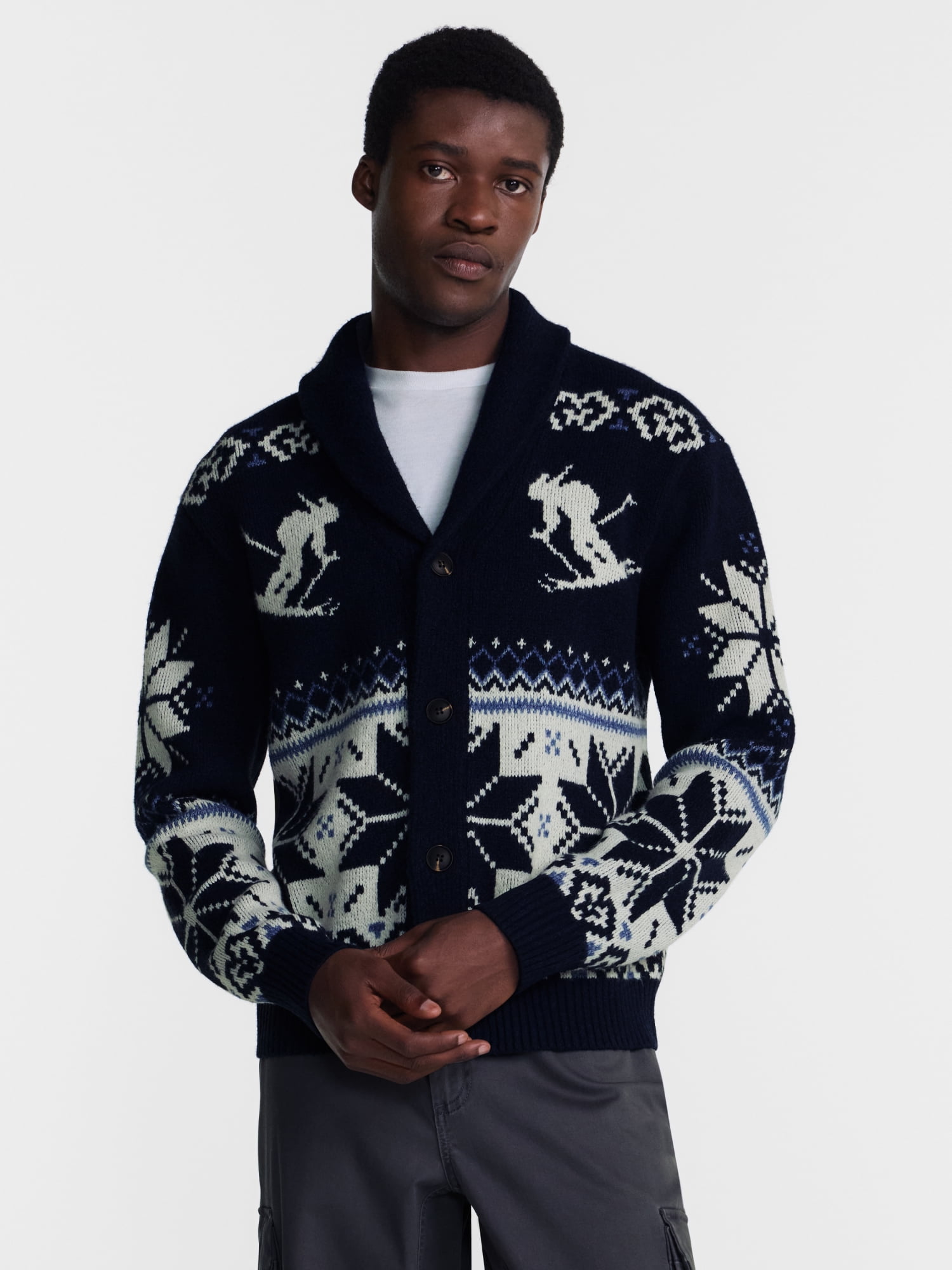 George Men's Novelty Shawl Collar Cardigan, Midweight, Sizes S-3XL