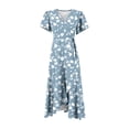 thumbnail image 4 of Jamsmile Womens Boho Maxi Dress Bohemian Style Summer Floral Print Short Sleeve High Waist Dresses Elegant Beach Long Dresses, 4 of 7