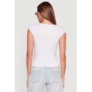 Women's Solid Ruched Side Cap Sleeve Top