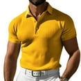 thumbnail image 2 of Polo T Shirts for Men with Pockets Vintage Striped Print Golf Polo Shirts Slim Fit Summer Casual Casual Golf Shirts,Yellow,S, 2 of 6