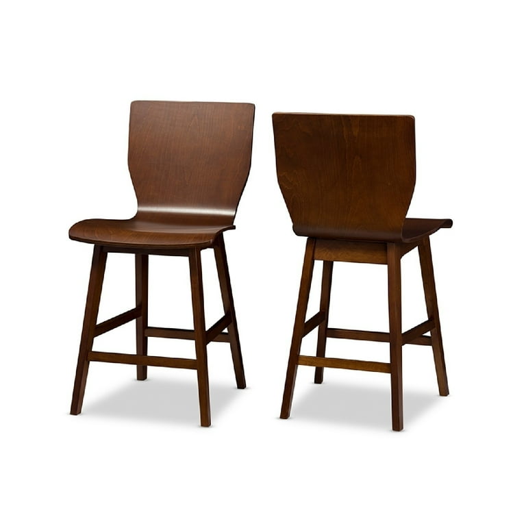Baxton Studio Elsa Mid-century Modern Scandinavian Style Dark Walnut Bent Wood Counter Stool - Set of 2 Baxton Studio Elsa Mid-century Modern Scandinavian Style Dark Walnut Bent Wood Counter Stool - Set of 2