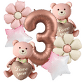 thumbnail image 4 of The heart-hold bear balloon set comes with sunflower and pink-white star balloons, suitable for birthday parties or anniversary decorations., 4 of 10