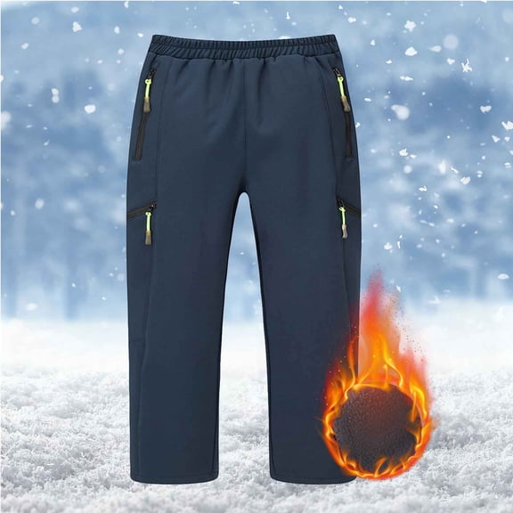 Gamivast Snow Pants Kids Winter Warm Fleece Lined Pants Outdoor Waterproof Elastic Waist Hiking Pant with Multiple Pockets Softshell Warm Insulated Trousers