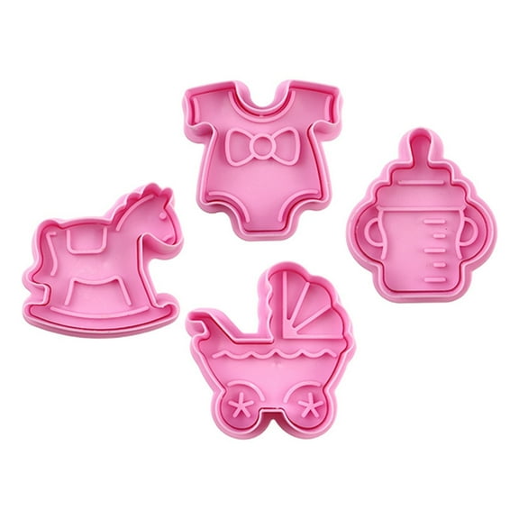 Pack Of 4 Baby Carriages Bottles Cookie Cutters Innovative Design For Infant Theme Baking And Dessert Decorations
