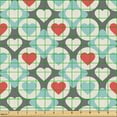 thumbnail image 2 of Ambesonne Valentine's Day Fabric by the Yard Upholstery, Circles Hearts Art, 3 Yards, Dark Coral and Pale Seafoam, 2 of 5