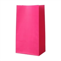 5 Pcs Mini Paper Gift Bags with Handles Kraft Paper Party Favor Bags Bulk Kraft Party Favor Bags 6 Different Color Rainbow Treat Bags Multiple Uses for Halloween Christmas Party(Hot Pink,5x3x7")