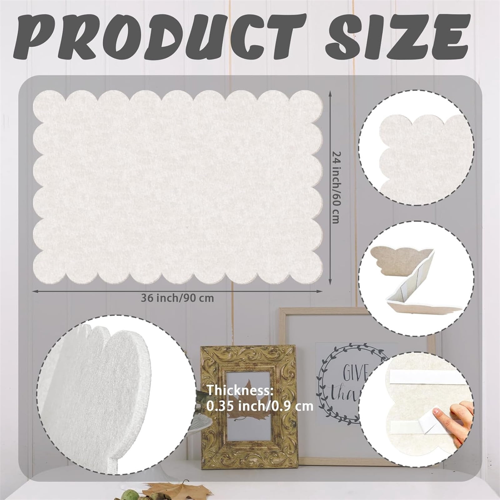 Decorative Felt Pin Board for Wall,Bexikou Felt Tile Bulletin Board,24" x 36" Felt Wall Tiles,Large Alternative Cork Board for Office Kitchen Classroom