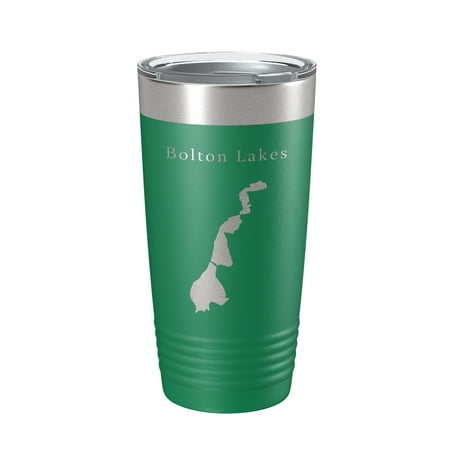 

Bolton Lakes Upper Middle Lower Map Tumbler Travel Mug Insulated Laser Engraved Coffee Cup Connecticut 20 oz Green
