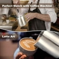 thumbnail image 4 of Milk Frothing Pitcher, 12 oz Stainless Steel Espresso Latte Cup, Steamer Froth Pitchers Milk Jug Cup, Milk Frother Cup, Espresso Machine Accessories Barista Tools Jug for Coffee with Latte Art Pen, 4 of 8