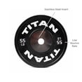 thumbnail image 2 of Titan Fitness 55 LB Black Elite Olympic Bumper Plate, Competition Weight Plates, Rubber with Steel Hub Insert, Sold Individually, For Olympic Weightlifting and Cross-Training Workouts, 2 of 6