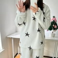 thumbnail image 5 of Lopecy-Sta Womens Sleepwear Top Fuzzy Loungewear Star Daily Comfortable Wool Winter Warm Home Clothes Pajamas Long Sleeve Top, 5 of 5