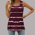thumbnail image 2 of asdoklhq 2025 Summer Fall Womens Tops Clearance under $5 Women's Fashion Printed Square Neck Comfortable Loose T-Shirt Sleeveless Blouse Casual Tops Wine XXL, 2 of 5
