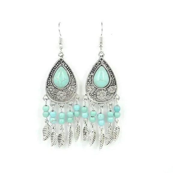 EOEMY Tibetan Silver Vintage Turquoise Women Fashion Jewelry Dangle Earrings Best Gift-3366-Water Drop