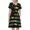 thumbnail image 1 of Fotbe Robe Motif Camouflage Drapeau Américain Décontractée Mode Femme Manches Courtes Robe Maxi Robe T-Shirt Rayée Longue à Blocs de Couleur, 1 of 6