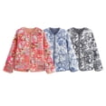 thumbnail image 2 of HH TRAF Otoño Mujer Estampado Empalme Cuello Redondo Chaqueta Algodón Abrigo Un Solo Pecho Manga Larga 3 Colores Cálido Bolsillo Chaqueta Superior Mujer, 2 of 5