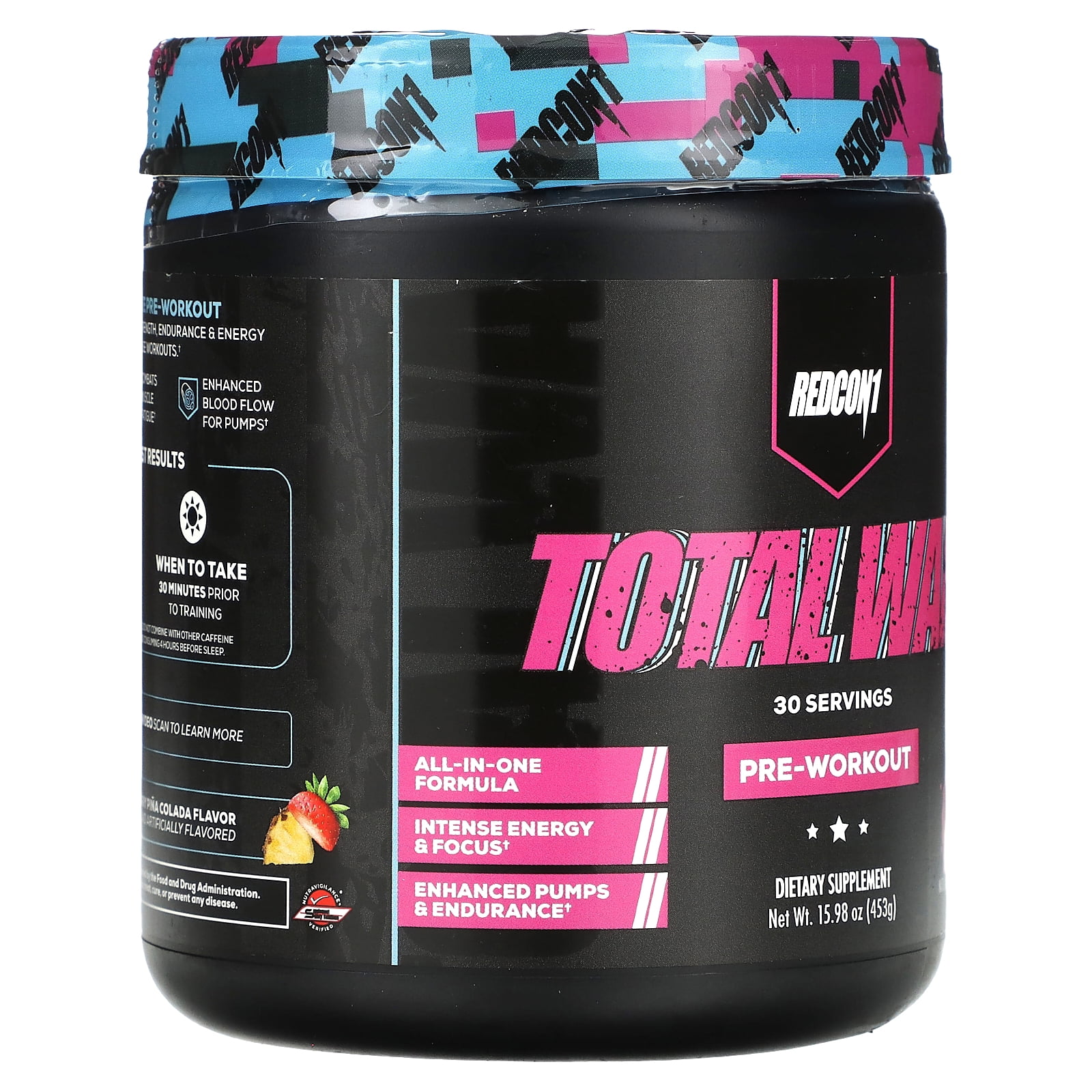 Redcon1 Total War Pre-workout, Energy Booster, Container of
