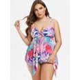 thumbnail image 2 of Plus tamaño de la palma Impresión Cinched Pañuelo Tankini Set Rosegal  Camisetas sin mangas de talla grande, 2 of 5