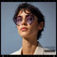 thumbnail image 3 of Womens Cute Bubbly Heart Shape Metal Rim Retro Lolita Sunglasses / Gold Tortoise - Purple Blue, 3 of 7